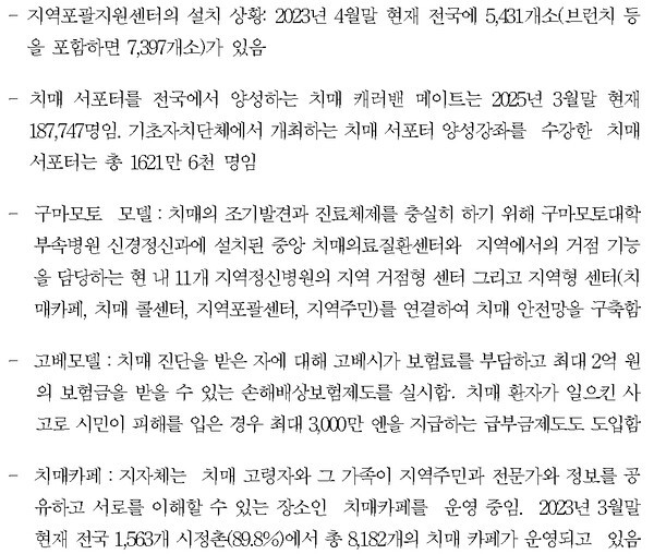 일본 치매 관리 사례[출처=보험연구원 ]