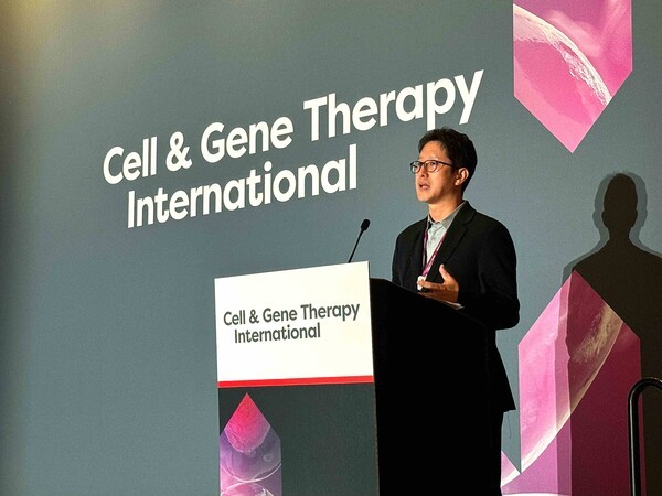 16일(미국 현지시간) 이태희 삼성바이오로직스 항체배양PD팀 상무가 스피킹 세션에서 발표하고 있다. [출처=삼성바이오로직스]