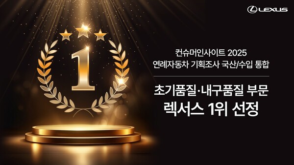 '컨슈머인사이트 2025 연례 자동차 기획조사 국산수입 통합' 렉서스, 초기품질 내구품질 부문 1위 선정 [출처=한국토요타자동차]