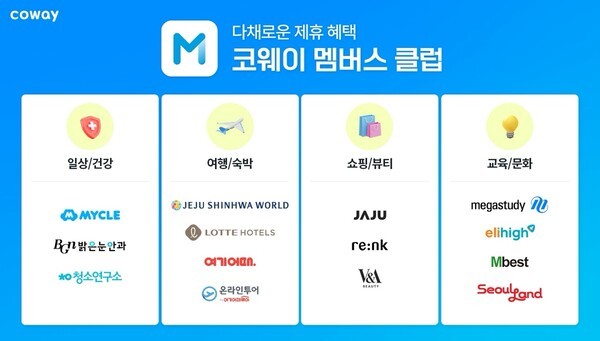코웨이가 고객 전용 멤버십 서비스 ‘코웨이 멤버스 클럽’을 론칭했다. [출처=코웨이]