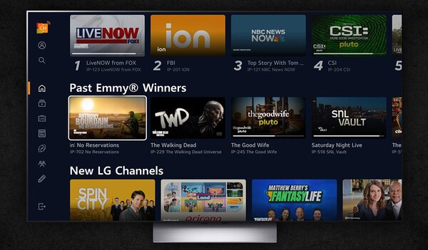역대 에미상 수상작에 편리하게 접근할 수 있는 전용 배너가 추가된 LG채널 메인 화면. [출처=LG전자]