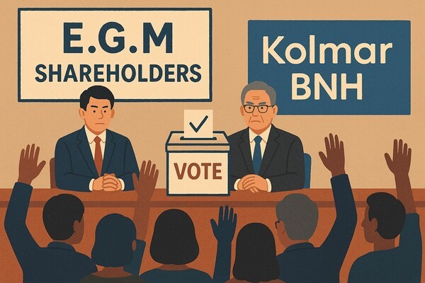 콜마그룹 오너 일가의 갈등이 정점으로 치닫는 가운데, 콜마비앤에이치가 26일 임시주주총회를 열어 윤상현 콜마홀딩스 부회장과 이승화 전 CJ제일제당 부사장의 사내이사 선임 여부 등 이사진 교체 안건을 표결에 부친다. [출처=오픈AI]