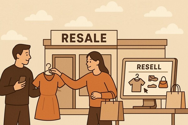 패션 소비의 무게추 일부가 ‘새 옷 구매’에서 ‘되파는 소비’로 이동하는 분위기다. 불황형 소비가 전방위로 확산되면서 소비자들은 신상품 대신 중고 제품을 택하거나 쓰던 옷을 되팔아 소비 비용을 회수하는 방식으로 지출을 조정하고 있다. [출처=오픈AI]
