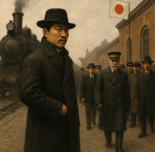 안중근과 이토 히로부미를 상상해서 그린 그림 챗GPT 생성 이미지.[출처=오픈AI]