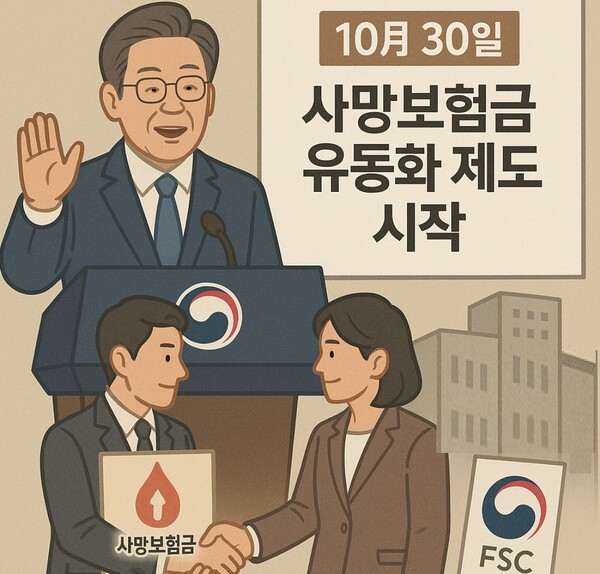 이재명 대통령이 “좋은 제도”라고 인정한 ‘사망보험금 유동화 제도’가 30일부터 가동된다. 납입이 완료된 종신보험의 사망보험금을 생전 연금 또는 월 단위로 나눠 받을 수 있게 된다.   챗GPT 생성 이미지.[출처=오픈AI]