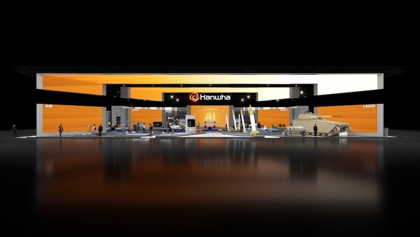 20~24일 일산 킨텍스에서 열리는 '서울 국제 항공우주 및 방위산업 전시회 2025' 한화 3사 부스 모습. [출처=한화에어로스페이스]