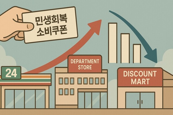 정부가 추진한 ‘민생회복 소비쿠폰’ 정책이 유통업계의 매출 회복에 직간접적인 기폭제로 작용하며 뚜렷한 온도차를 만들고 있다. [출처=오픈AI]