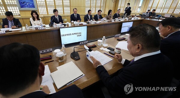 이찬진 금융감독원장이 지난 14일 오후 서울 서대문구 한국공인회계사회에서 열린 회계법인 CEO 간담회에서 모두발언을 하고 있다. [출처=연합]