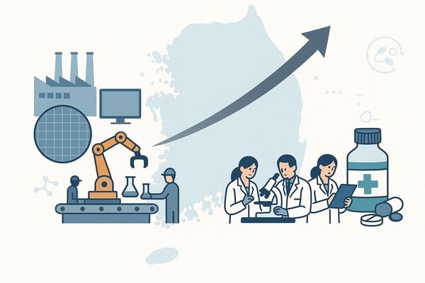 한국 의약품산업이 반도체와 디스플레이 등 다른 국가첨단전략산업에 비해 생산규모는 작지만 각 산업별 같은 금액 투자시 부가가치와 고용창출 효과가 가장 높다는 연구 결과가 나왔다. [출처=오픈AI]