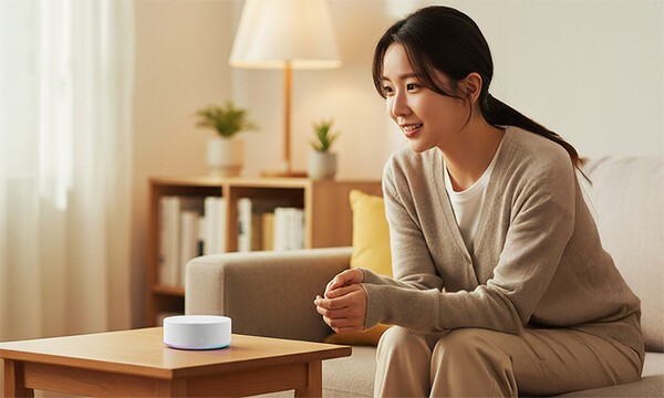 LG전자가 AI 홈 허브 ‘LG 씽큐 온(ThinQ ON)’을 국내 시장에 본격 출시한다. 고객이 일상 언어로 대화하면 맥락과 공간을 이해해 연동된 가전과 IoT 기기를 제어하고 서비스까지 연결하는 'LG 씽큐 온'을 체험하는 모습. [출처=LG전자]