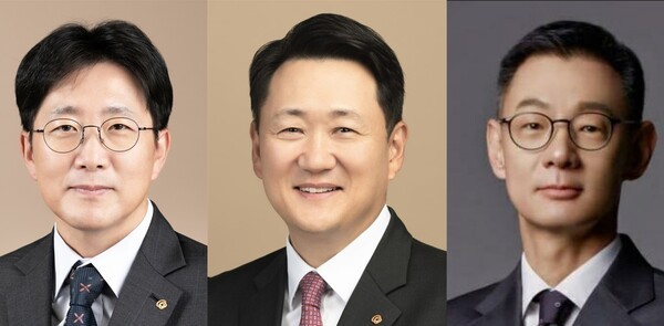 (사진 왼쪽부터) 한화임팩트 사업부문 양기원 대표이사, (주)한화 건설부문 김우석 대표이사, 한화세미텍 김재현 대표이사. [출처=한화그룹]