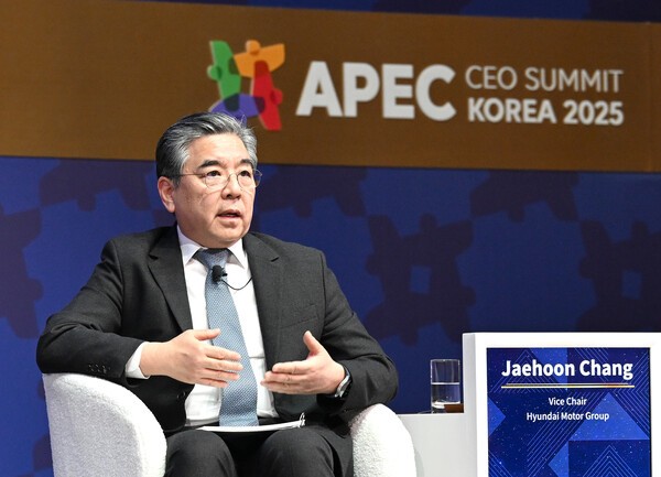 장재훈 현대차그룹 부회장이 APEC CEO 서밋 수소 세션에서 발언을 하는 모습. [출처=현대자동차]