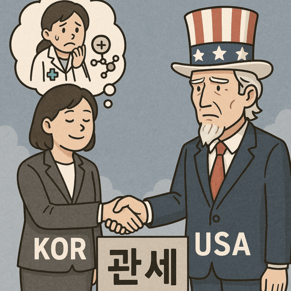 한미 간 관세협상 타결로 국내 제약·바이오 업계의 대미 수출 불확실성이 크게 줄었지만, 바이오시밀러 무관세 적용 여부가 관건으로 남았다. [출처=오픈AI]