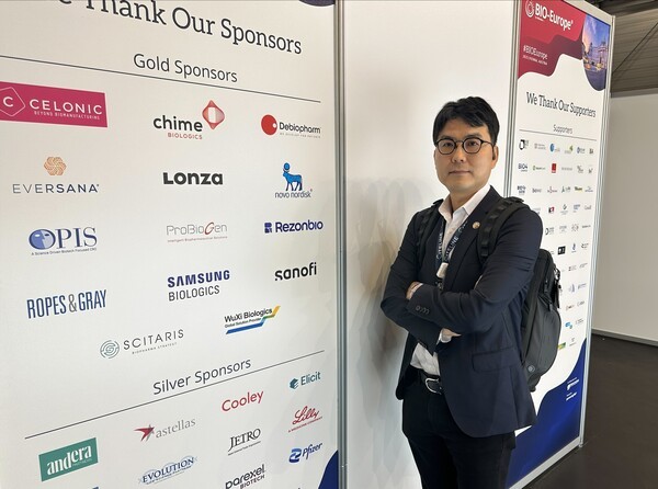 바이오 유럽에 참석중인 전승호 대표이사. [출처=코오롱티슈진]