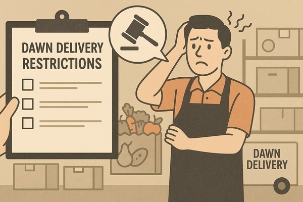 정부가 새벽배송을 제한하는 입법 가능성을 시사하면서 식품업계가 초긴장 상태에 들어갔다. [출처=오픈AI]