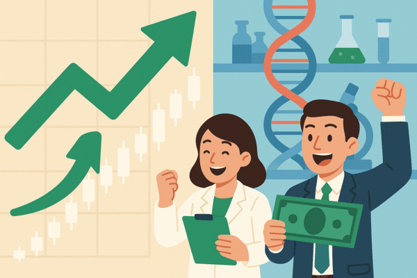 에이비엘바이오의 기술 수출 소식에 다른 제약·바이오 기업들에 대한 기대감도 상승하며 시장 분위기가 급변하고 있다. [출처=오픈 AI]