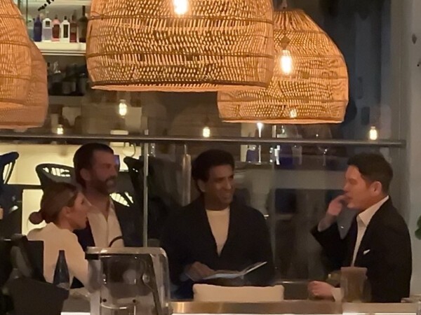  도널드 트럼프 주니어(왼쪽부터)와 오미드 말릭 1789캐피털 공동 설립자, 정용진 신세계그룹 회장. [출처=독자]