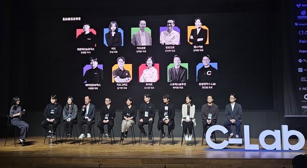 20일 ‘2025 C랩 스타트업 데모데이’ 기자간담회에 참가한 스타트업 대표들이 기자들의 질문에 답변하고 있다. [출처=진운용 기자]