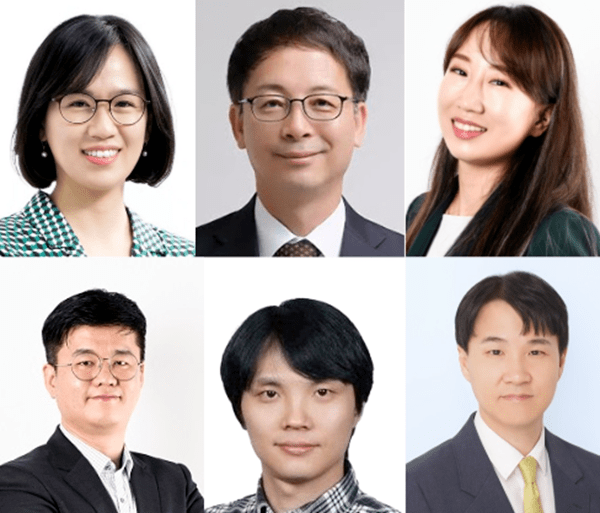 왼쪽 상단부터 시계방향으로 김희정 부사장, 정형남 부사장, 안소연 상무, 황준호 상무, 차영필 상무, 유동선 상무. [출처=삼성바이오로직스]