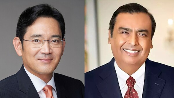 (좌측부터)이재용 삼성전자 회장, 무케시 암바니 릴라이언스 인더스트리 회장. [출처=삼성전자, 릴라이언스 홈페이지]