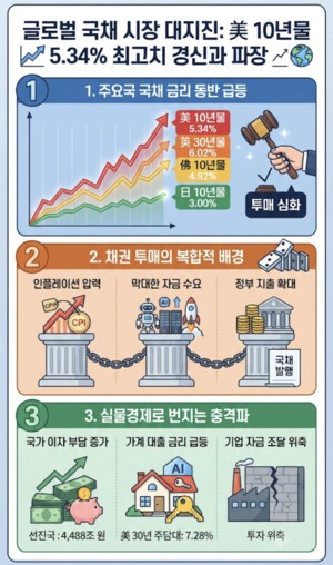 thumbnail - 글로벌 국채 투매 쏟아져… 美10년물 5.34% 최고치 경신과 파장